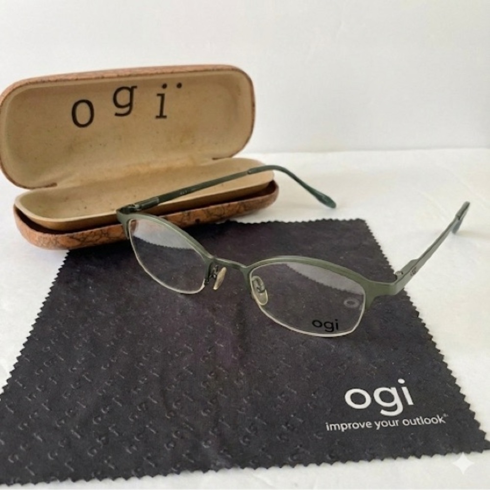 OGI Eyewear 2069 Dark Green Semi Rimless Petite Glasses Frames 45mm